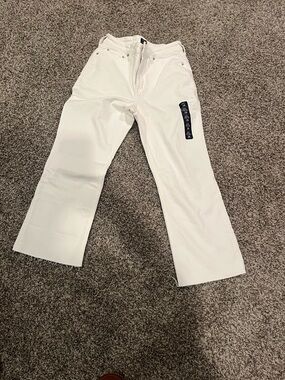 J. Crew White Curvy Mid-Rise Flare Crop Jeans
